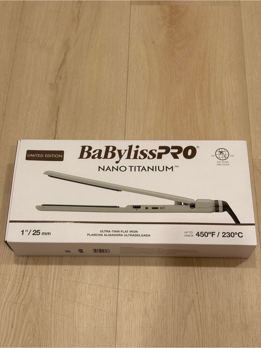 BaByliss Nano Titanium 1" Flat Iron - Limited Edition White
